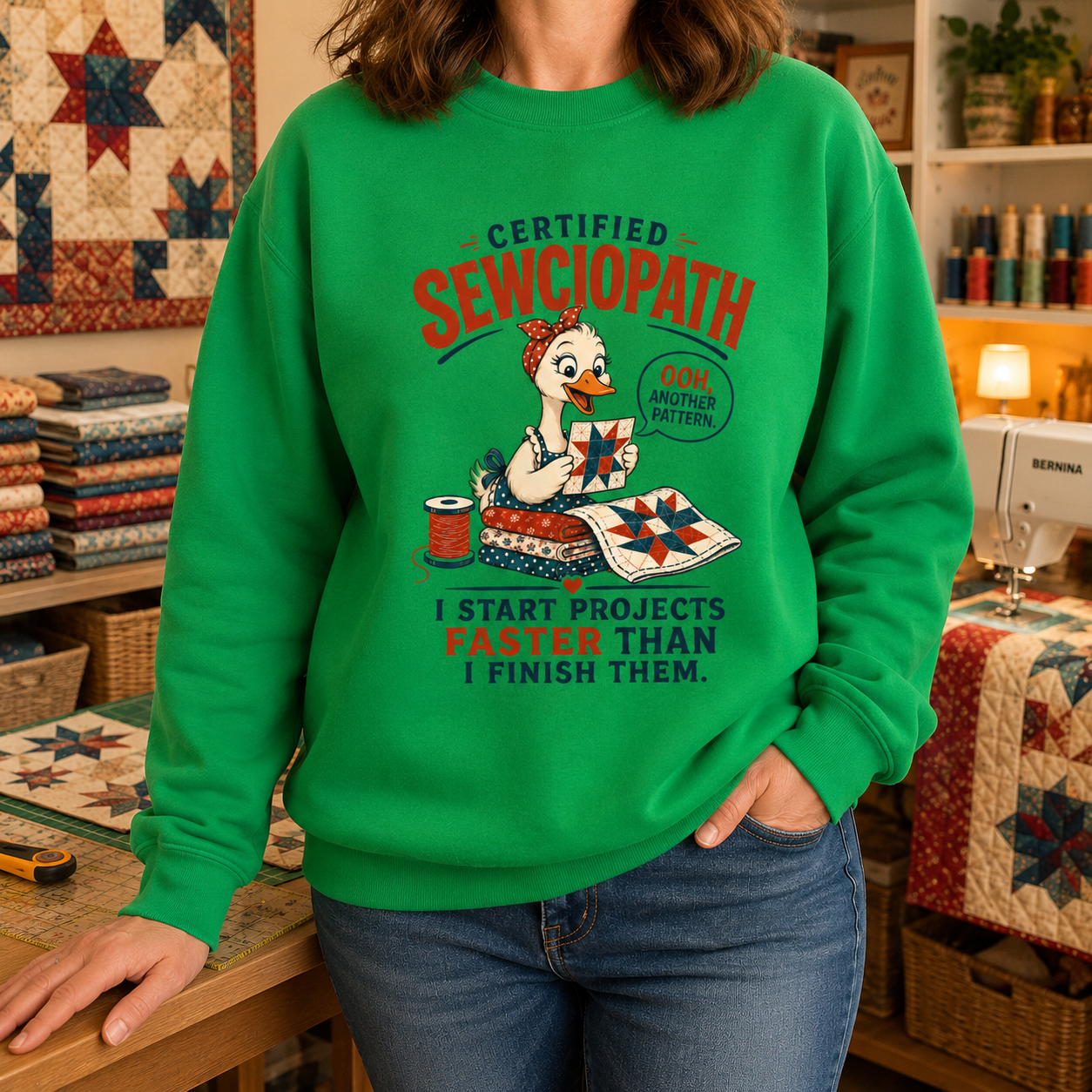 Certified Sewciopath Funny Goose Sweatshirt