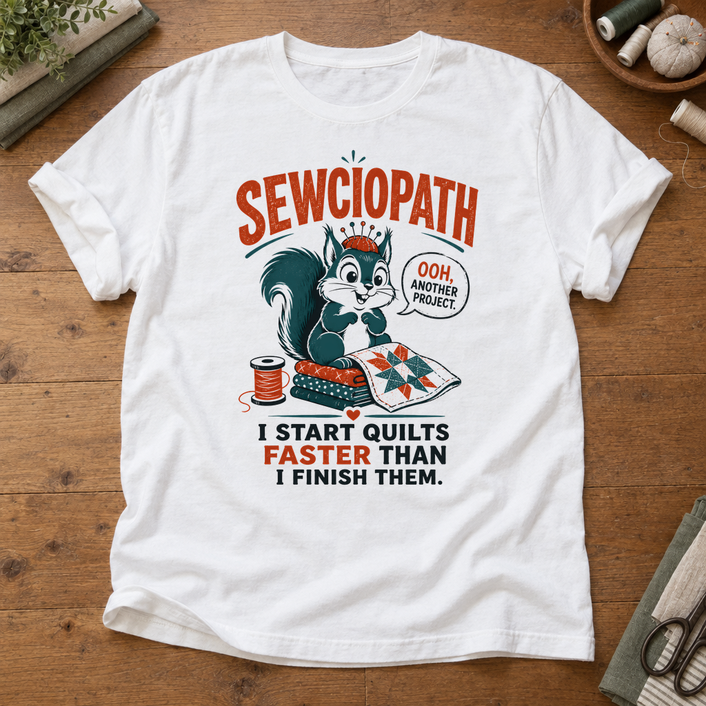 Sewciopath Quilts Faster Than Finish T-Shirt
