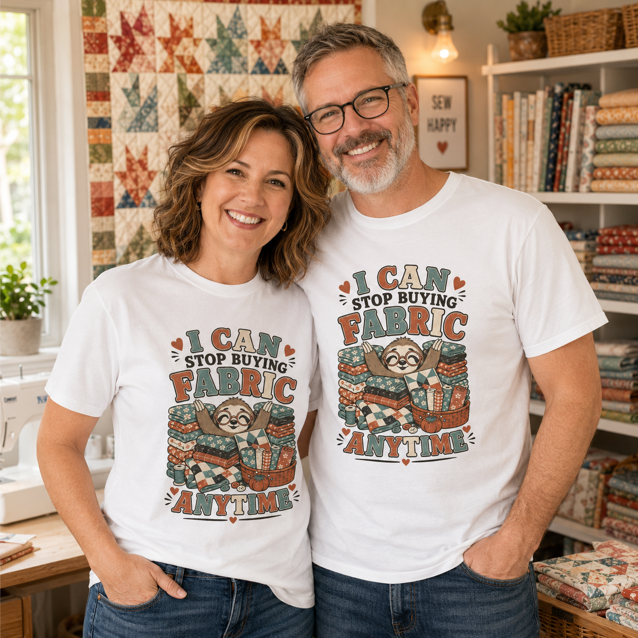 Sloth I Can Stop Buying Fabric Anytime T-Shirt