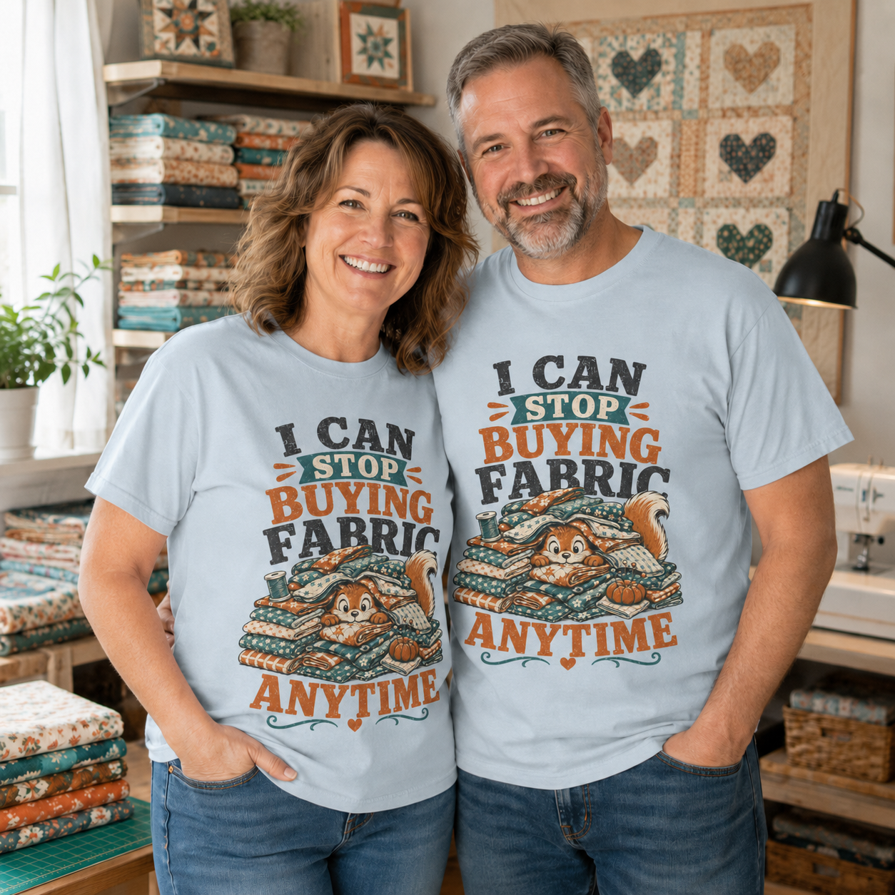 Squirrel I Can Stop Buying Fabric Anytime T-Shirt