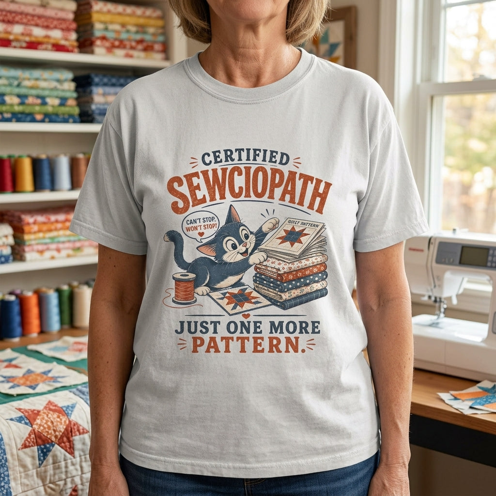 Certified Sewciopath Cat T-Shirt