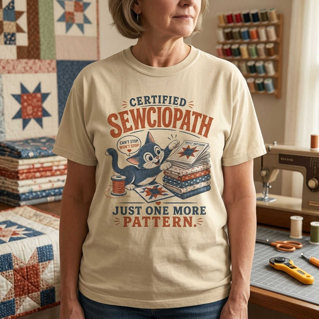 Certified Sewciopath Cat T-Shirt
