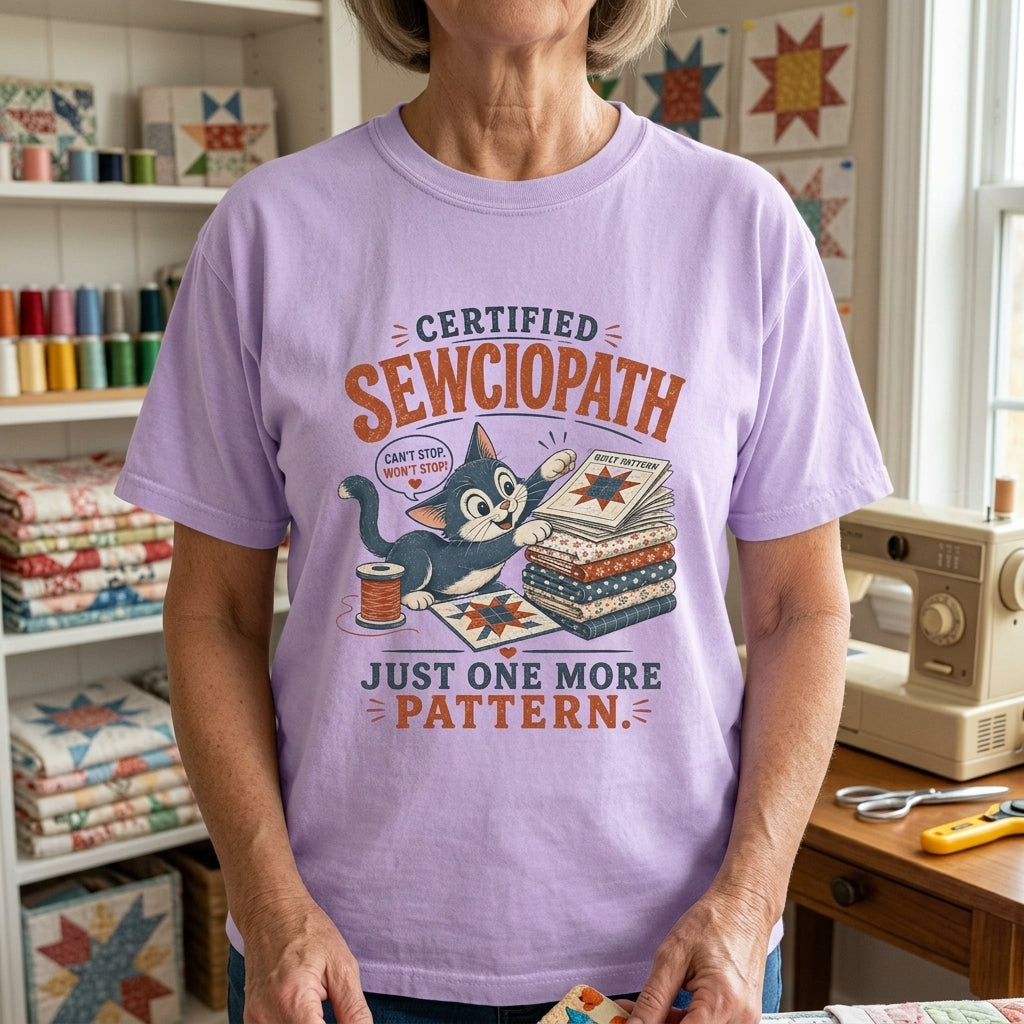 Certified Sewciopath Cat T-Shirt