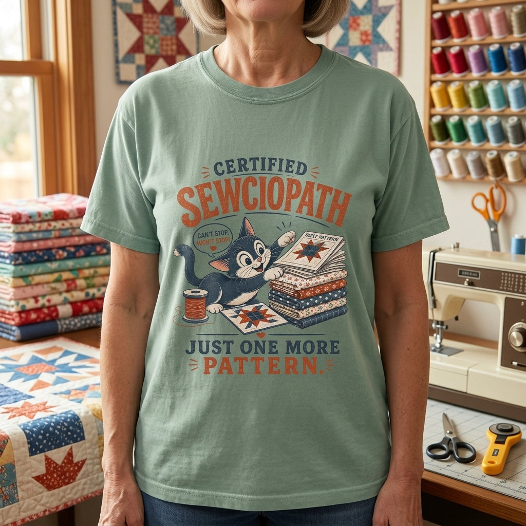 Certified Sewciopath Cat T-Shirt