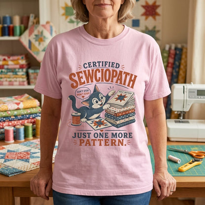 Certified Sewciopath Cat T-Shirt