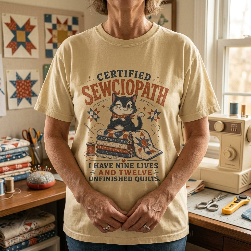 Certified Sewciopath Nine Lives T-Shirt