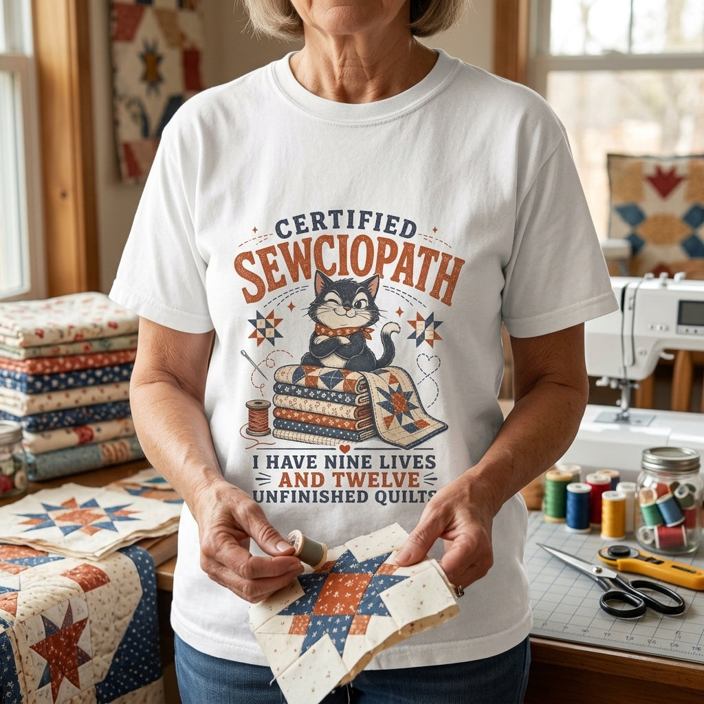 Certified Sewciopath Nine Lives T-Shirt