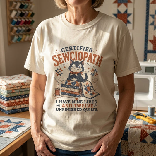Certified Sewciopath Nine Lives T-Shirt