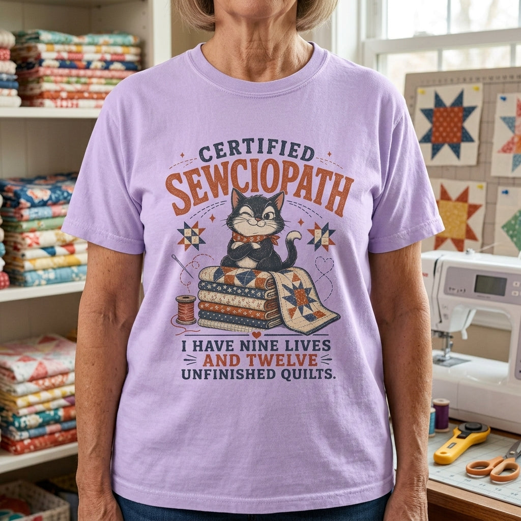 Certified Sewciopath Nine Lives T-Shirt