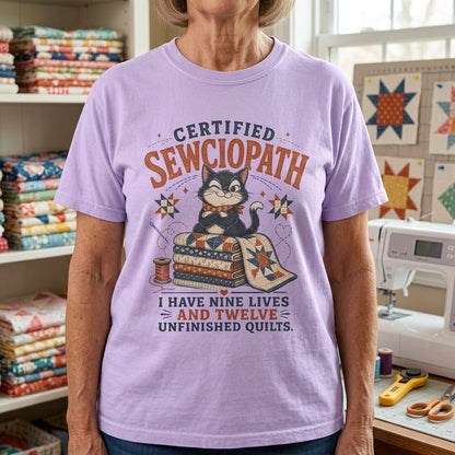 Certified Sewciopath Nine Lives T-Shirt