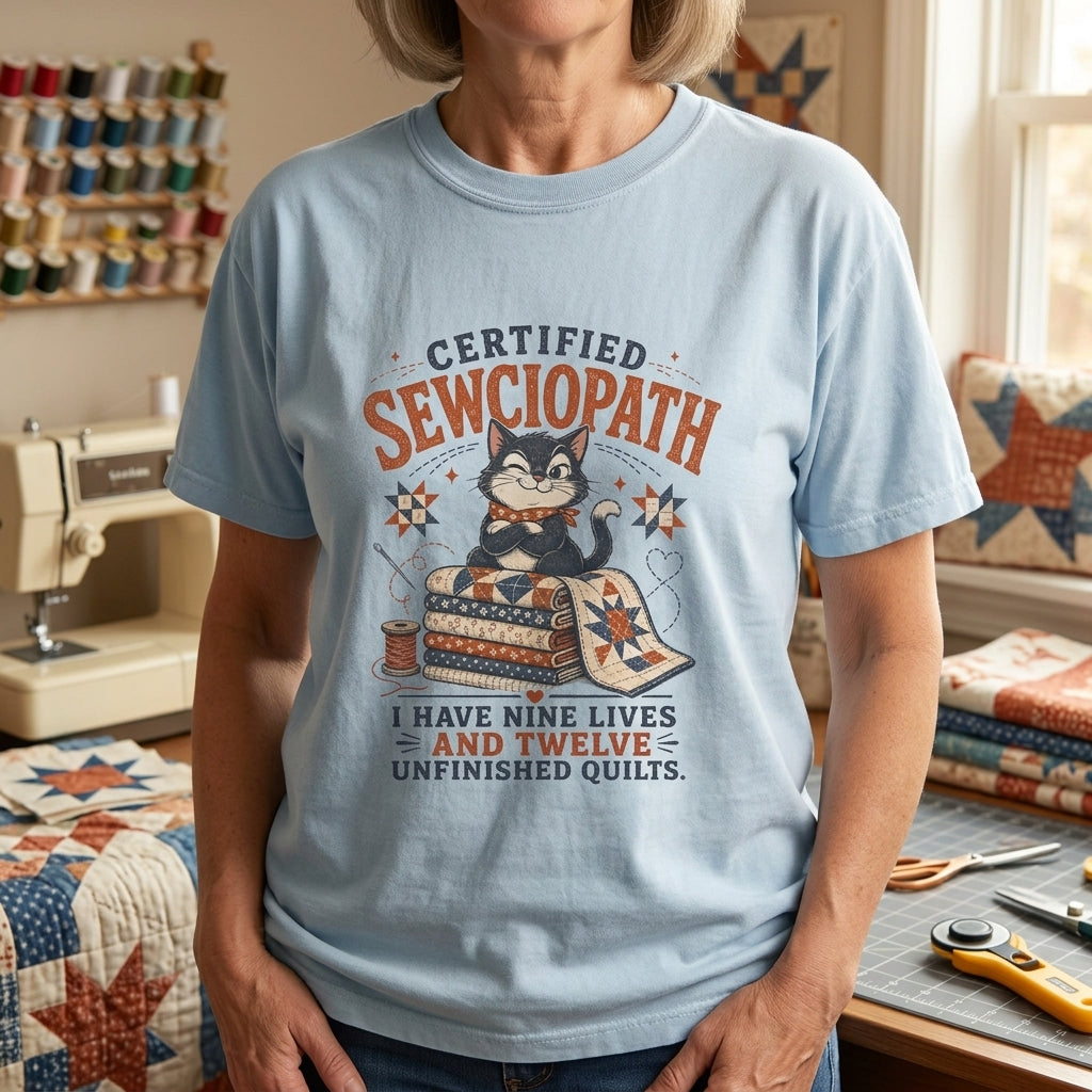 Certified Sewciopath Nine Lives T-Shirt