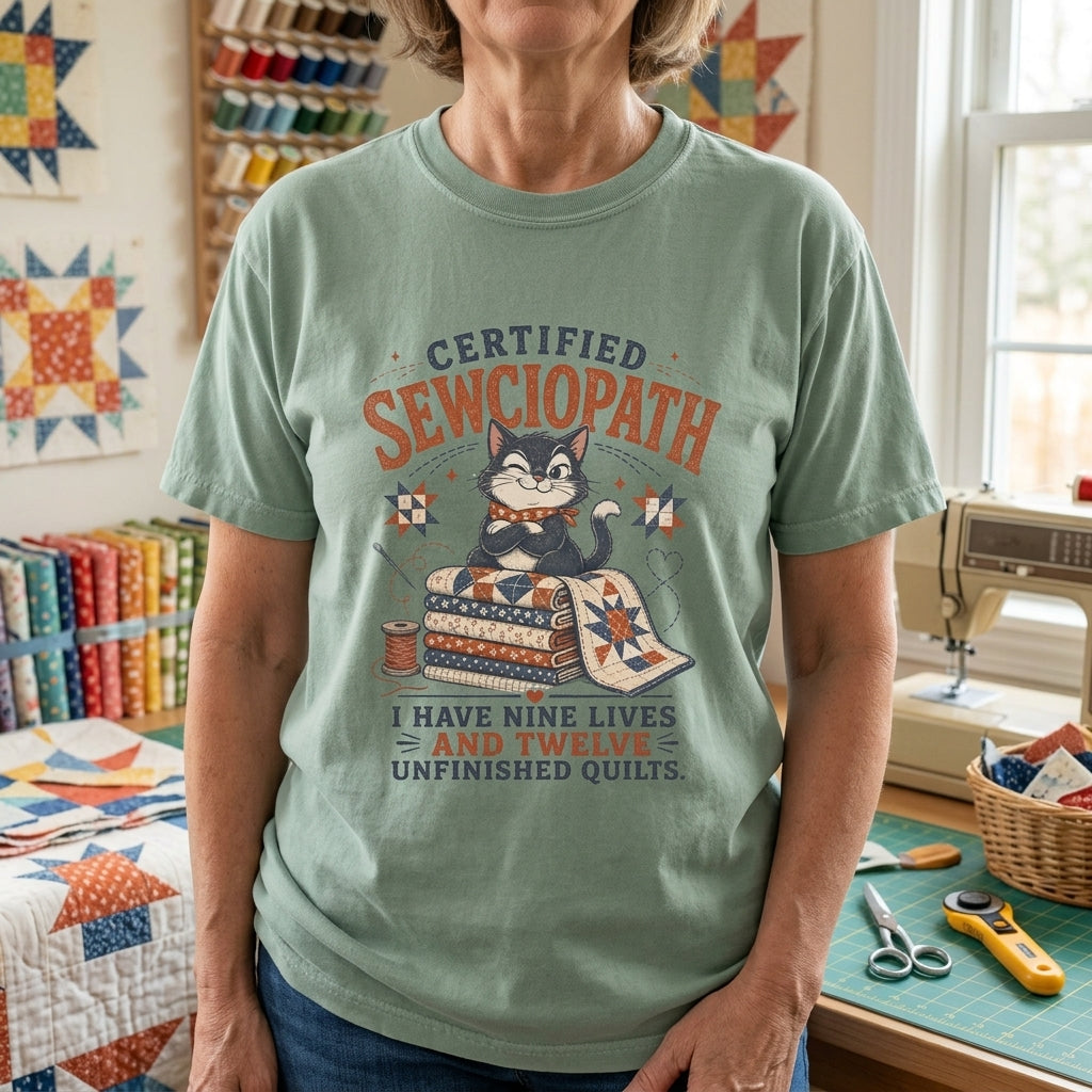 Certified Sewciopath Nine Lives T-Shirt