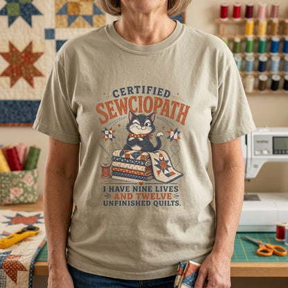Certified Sewciopath Nine Lives T-Shirt