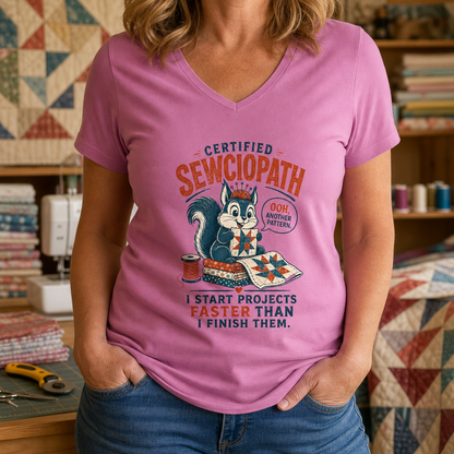 Certified Sewciopath V-Neck T-Shirt