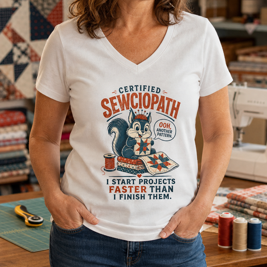 Certified Sewciopath V-Neck T-Shirt