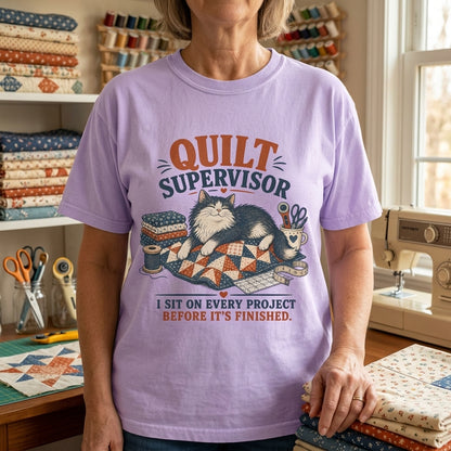 Quilt Supervisor Cat T-Shirt