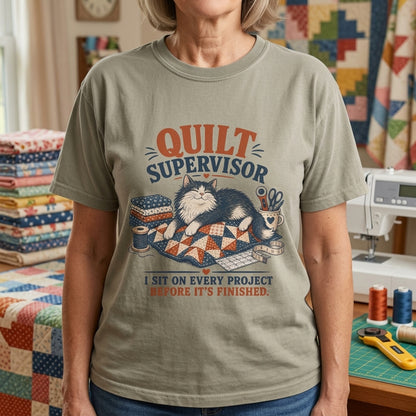Quilt Supervisor Cat T-Shirt