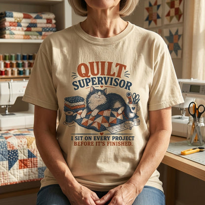 Quilt Supervisor Cat T-Shirt