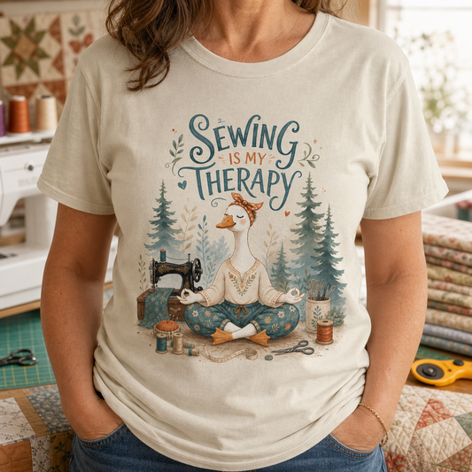 Sewing is My Therapy Funny Goose T-Shirt