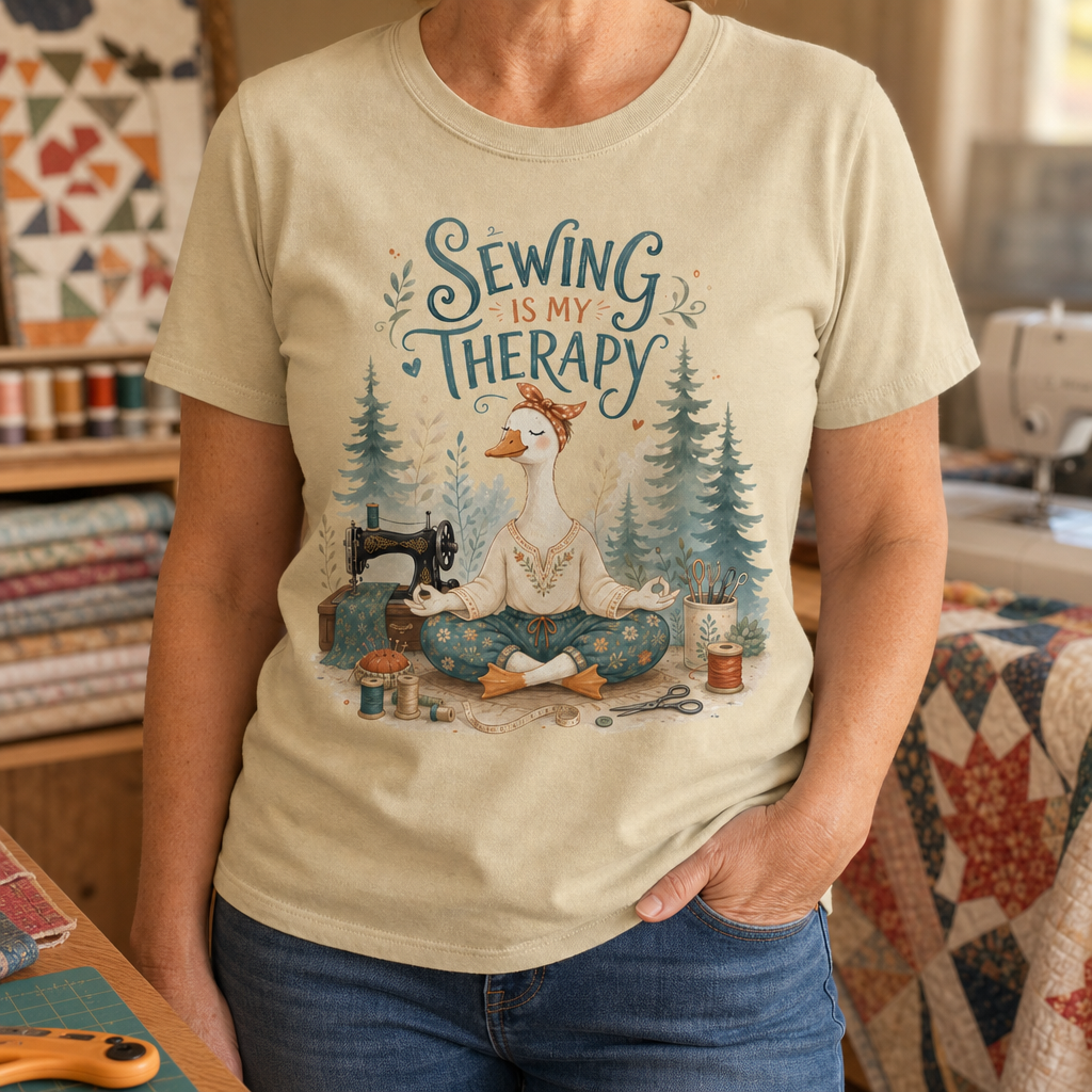 Sewing is My Therapy Funny Goose T-Shirt