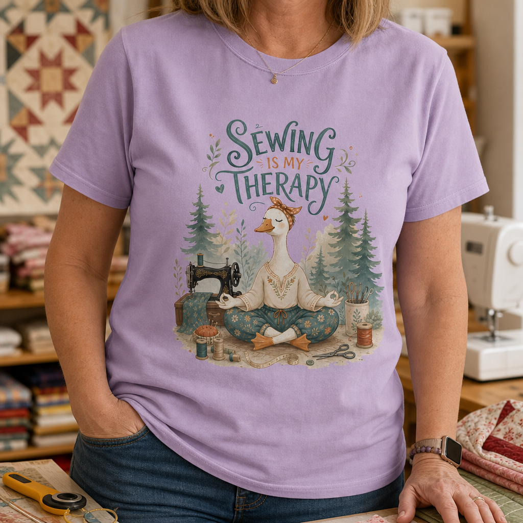 Sewing is My Therapy Funny Goose T-Shirt