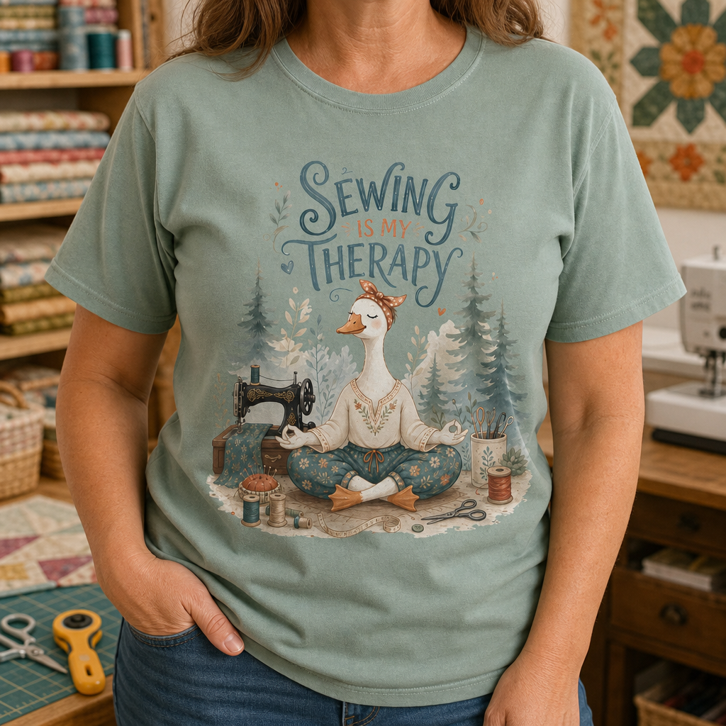 Sewing is My Therapy Funny Goose T-Shirt