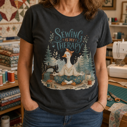 Sewing is My Therapy Funny Goose T-Shirt