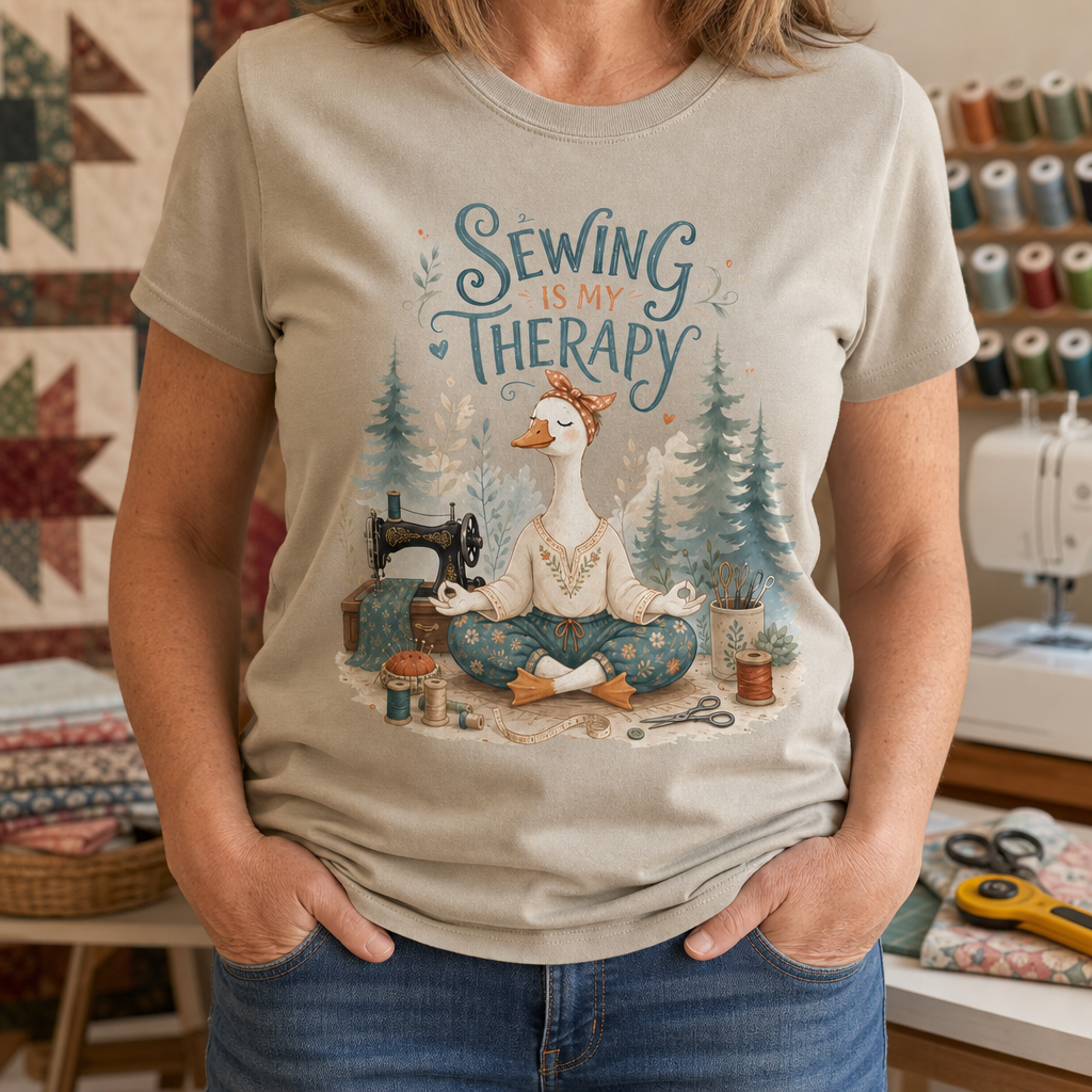 Sewing is My Therapy Funny Goose T-Shirt