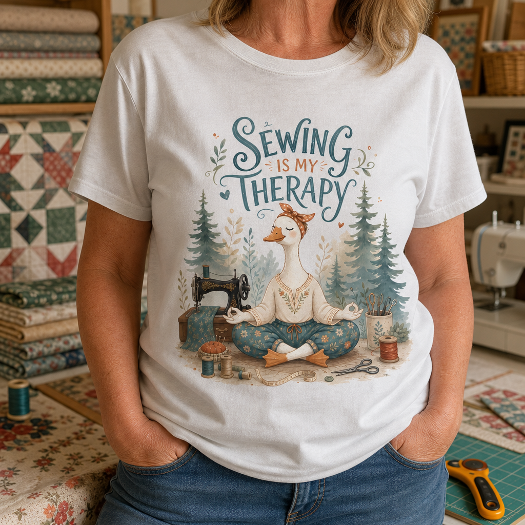 Sewing is My Therapy Funny Goose T-Shirt