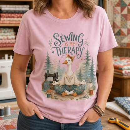 Sewing is My Therapy Funny Goose T-Shirt
