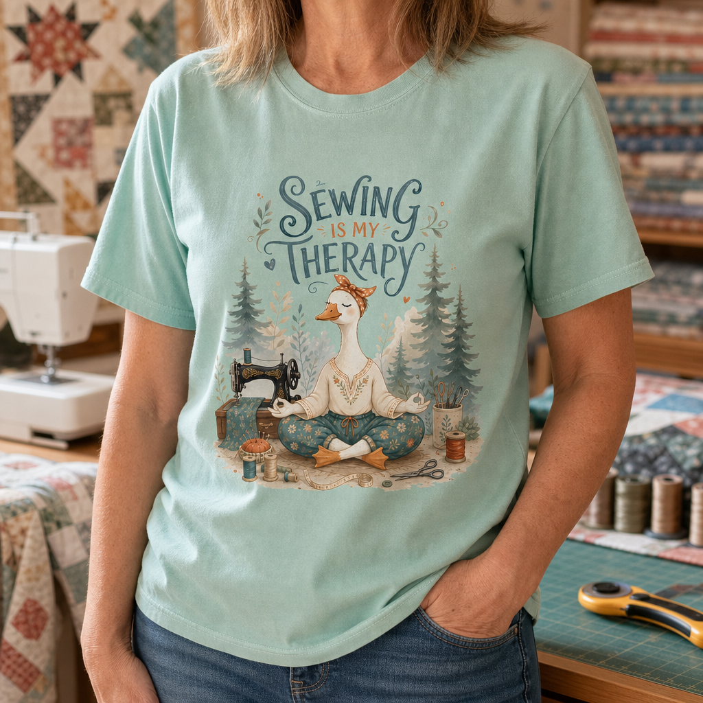 Sewing is My Therapy Funny Goose T-Shirt