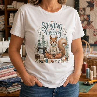 Sewing is My Therapy Funny Squirrel T-Shirt