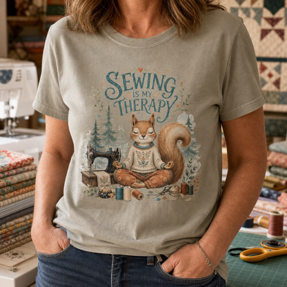 Sewing is My Therapy Funny Squirrel T-Shirt