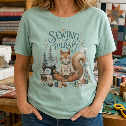 Sewing is My Therapy Funny Squirrel T-Shirt