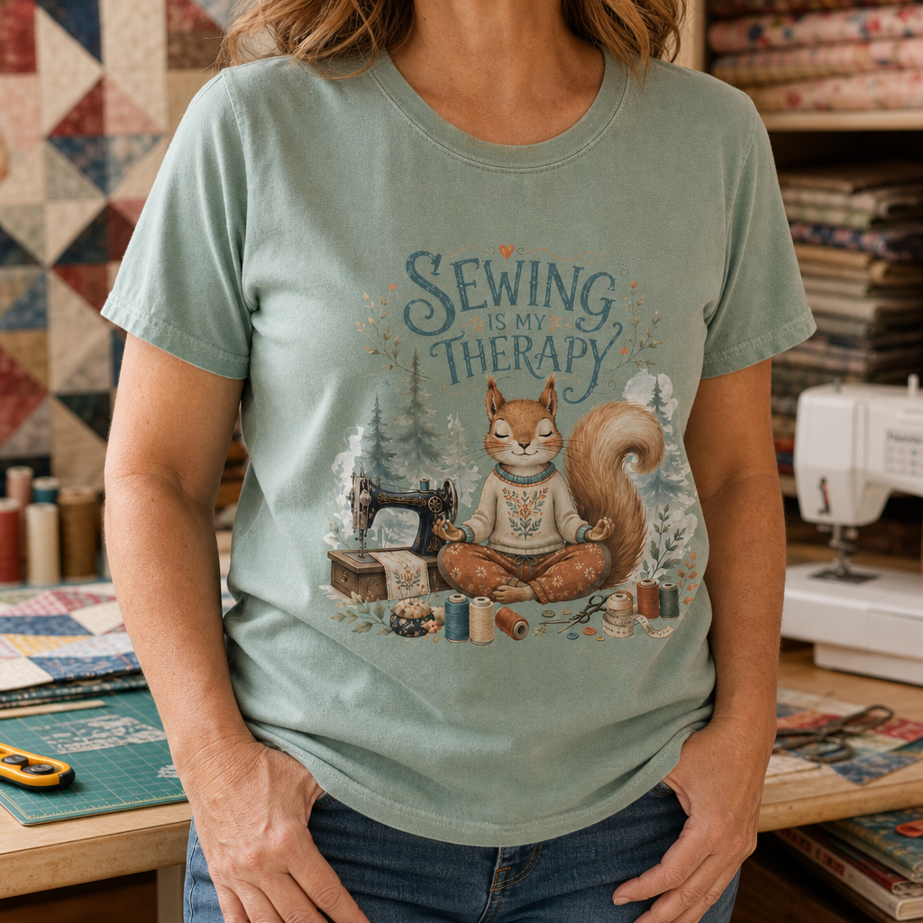 Sewing is My Therapy Funny Squirrel T-Shirt