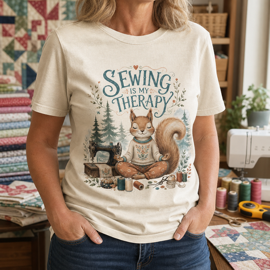 Sewing is My Therapy Funny Squirrel T-Shirt