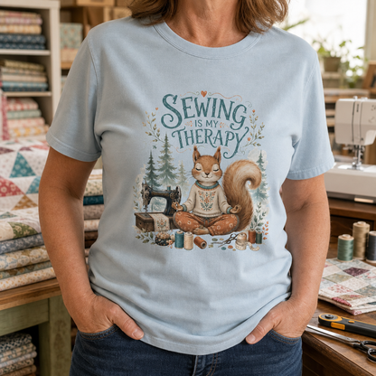 Sewing is My Therapy Funny Squirrel T-Shirt