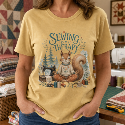 Sewing is My Therapy Funny Squirrel T-Shirt